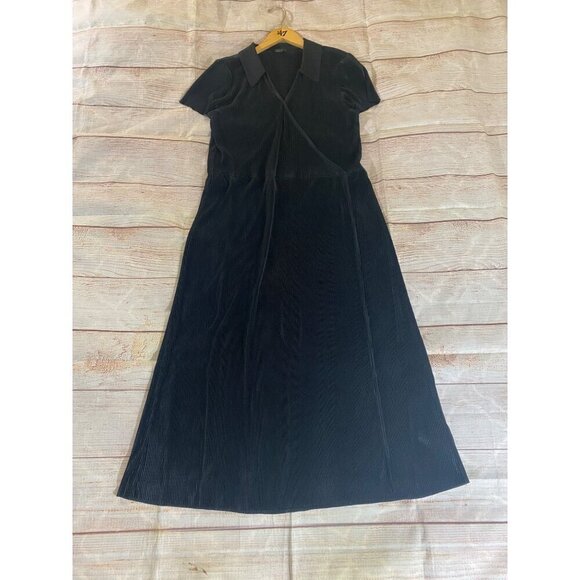 Halogen Women's Black Pleated Short Sleeve Midi Dress - Medium - Picture 6 of 13